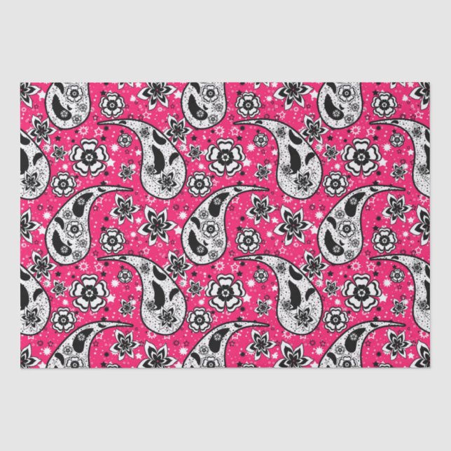 Pink Floral Paisley Pattern Design  Tissue Paper (Front)