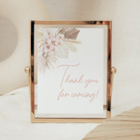 Pink Floral Pampas Boho Baby Thank you for Coming