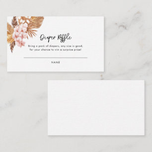 Pink Floral Pampas Grass Baby Shower Diaper Raffle Enclosure Card