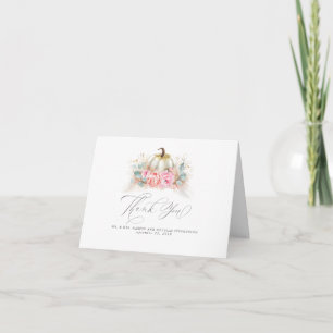 Pink Floral Pampas Grass Pumpkin Wedding Thank You Card