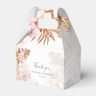 Pink Floral Pampas Grass Wedding Thank You Favour Box