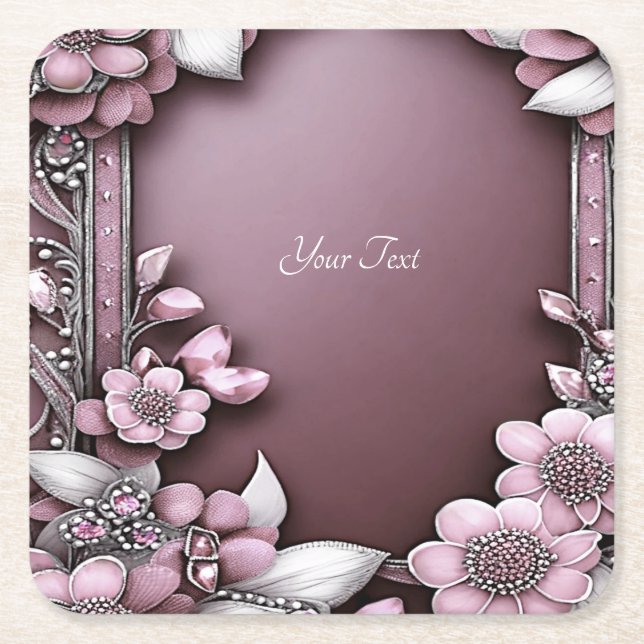 Pink Floral Paper Coaster (Front)