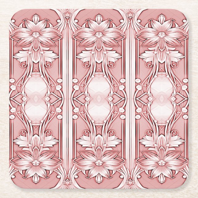 Pink Floral Paper Coaster (Front)