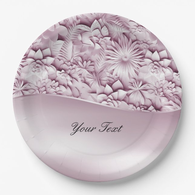 Pink Floral Paper Plate (Front)