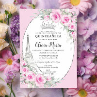 Pink Floral Paris Butterflies Quinceañera Sweet 16