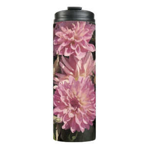 Pink floral pattern art by Renee Lavoie Thermal Tumbler