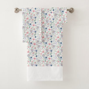 Pink Floral Pattern Bath Towel Set