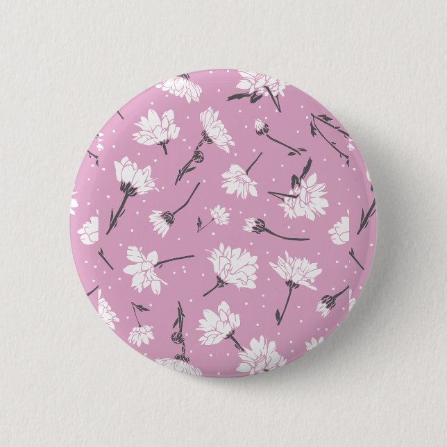 Pink Floral Pattern Design - Elegant Flower Art 6 Cm Round Badge (Front)