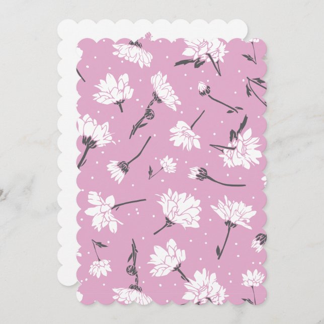 Pink Floral Pattern Design - Elegant Flower Art Holiday Card (Front/Back)