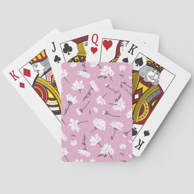 Pink Floral Pattern Design - Elegant Flower Art Playing Cards (Back)