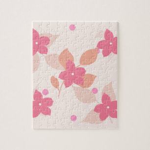 Pink Floral Pattern Jigsaw Puzzle