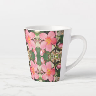 Pink Floral Pattern Latte Mug