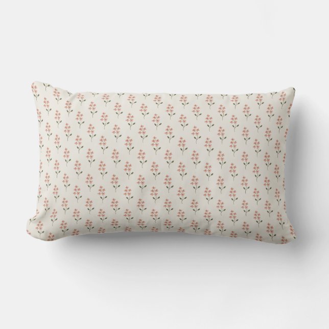 Pink Floral Pattern Minimalist Throw Pillow (Front)