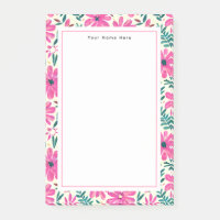 Pink Floral Pattern Post-it Notes