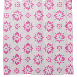 Pink floral pattern shower curtain