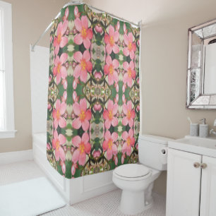 Pink Floral Pattern Shower Curtain