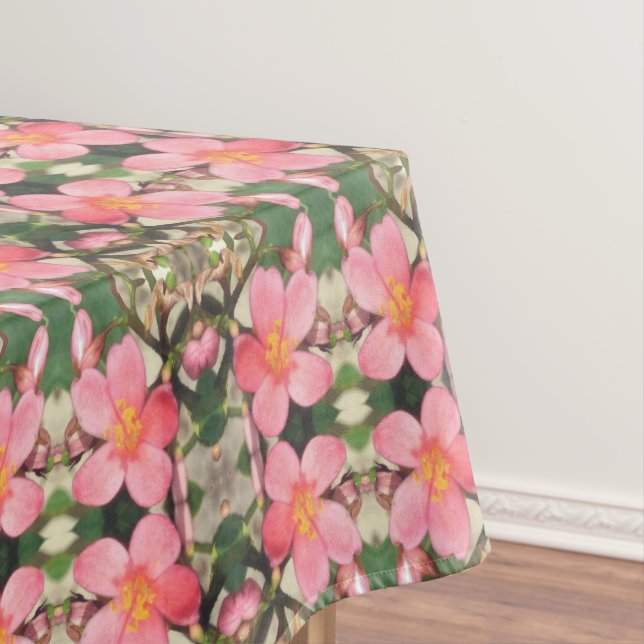 Pink Floral Pattern Tablecloth (In Situ)