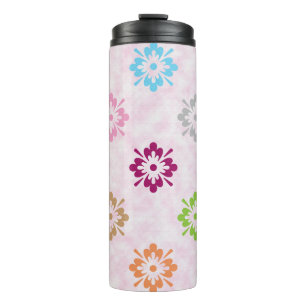 Pink floral pattern thermal tumbler