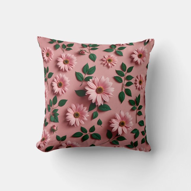 Pink Floral pattern Throw Pillow (Front)