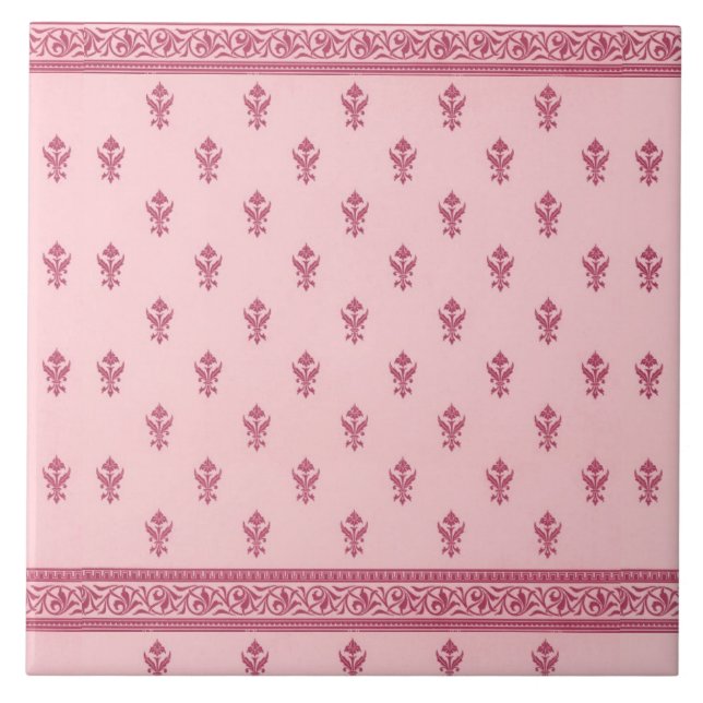 Pink Floral Pattern  Tile (Front)