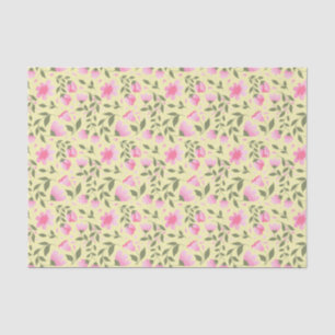 Pink Floral Pattern w. Greenery Tissue Paper