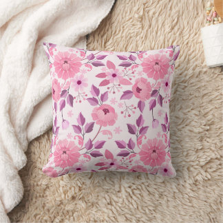 Pink Floral Pattern with Elegant Blossoms Cushion