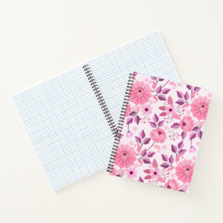 Pink Floral Pattern with Elegant Blossoms Notebook