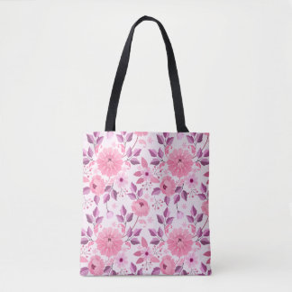 Pink Floral Pattern with Elegant Blossoms Tote Bag