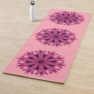 Pink floral  pattern yoga mat