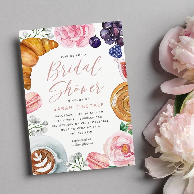 Pink Floral Peony Bridal Shower Brunch Invitation (Creator Uploaded)