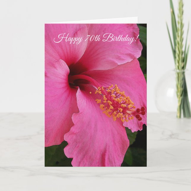 Pink Floral Personalised 70th Birthday Card (Front)