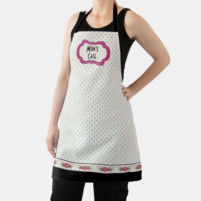 Pink Floral Personalised Apron (Insitu)