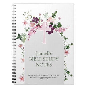 Pink Floral Personalised Bible Study Notebook