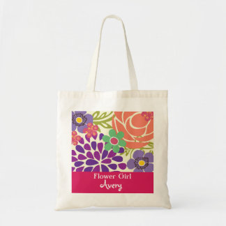Pink Floral Personalised Bridal Wedding Tote Bag