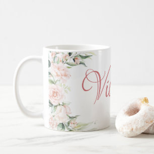 Pink Floral Personalised Coffee Mug