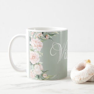 Pink Floral Personalised Coffee Mug
