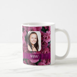 Pink floral personalised photo coffee mug