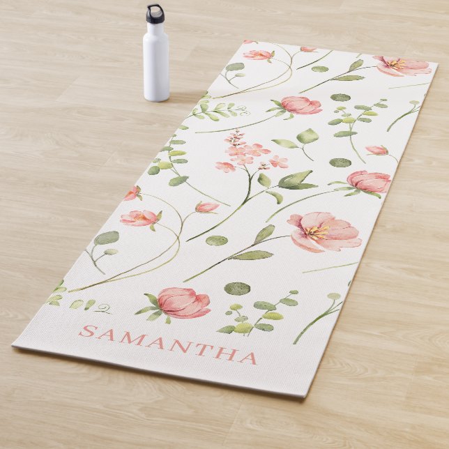 Pink Floral Personalised  Yoga Mat (In Situ)