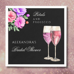 Pink Floral Petals and Prosecco Bridal Shower Napkin