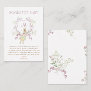 Pink Floral Peter the Rabbit Baby Shower Books Enclosure Card