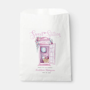 Pink Floral Phone Booth Sweet 16 Favour Bags
