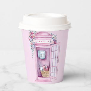 Pink Floral Phone Booth   Sweet 16 Paper Cups
