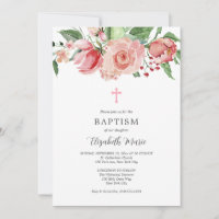 Pink Floral Photo Bible Verse Baptism for Girls
