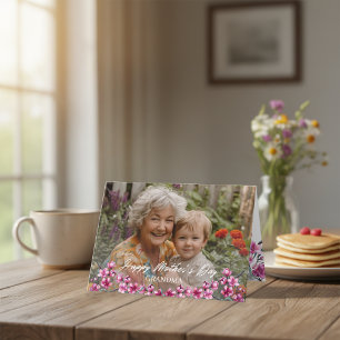 Pink Floral Photo Grandma Mother’s Day Holiday Card