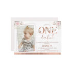 Pink Floral Photo Onederful 1st Birthday 