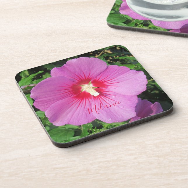 Pink Floral Photography Coaster (Left Side)