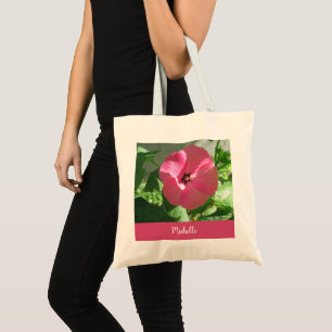 Pink Floral Photography Name Tote Bag