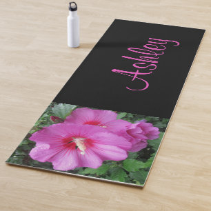 Pink Floral Photography Name Yoga Mat