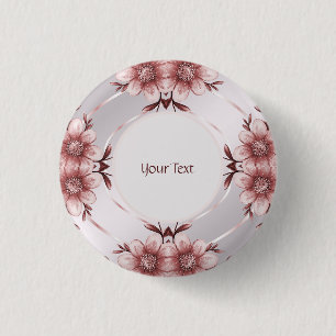 Pink Floral Pinback Button