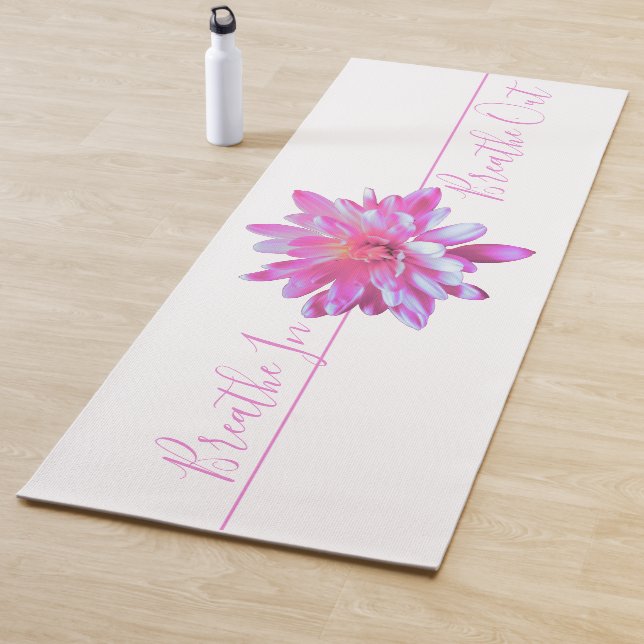 Pink floral Pink Daisy  - breathe in . breathe out Yoga Mat (In Situ)